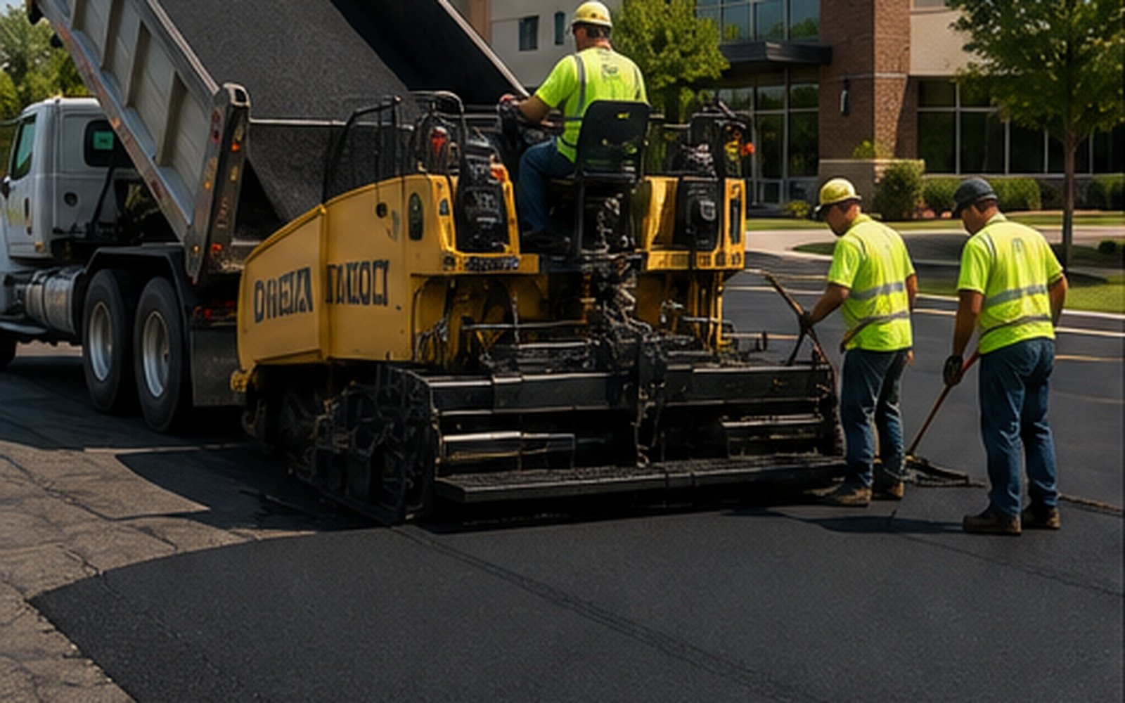 A freshly resurfaced commercial parking lot in Wichita, KS